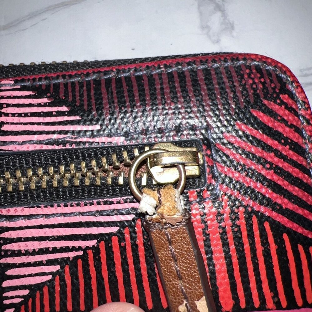 Fossil Zip Around Wallet Multi Pattern Pink Red B… - image 3